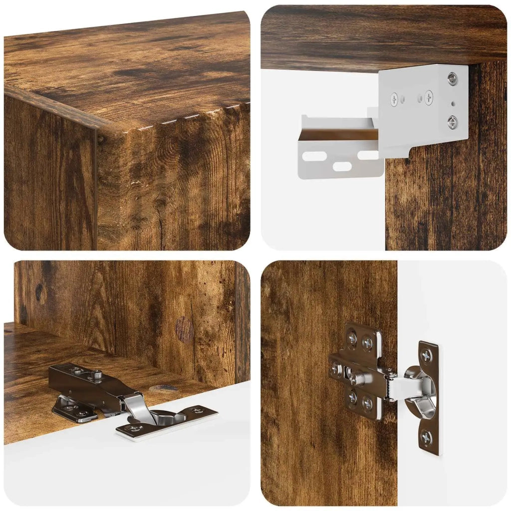 Set mobile TV 4 pz-Credenza per TV Rovere fum¨¦ Legno multistrato 584217