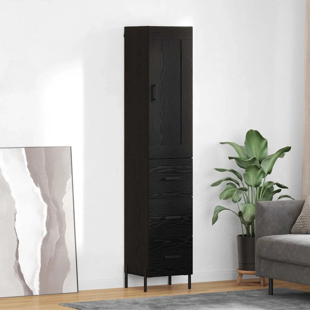 Credenza-Buffet-Armadio da cucina Rovere Nero 34,5 x 34 x 180 cm Legno multistrato 147343