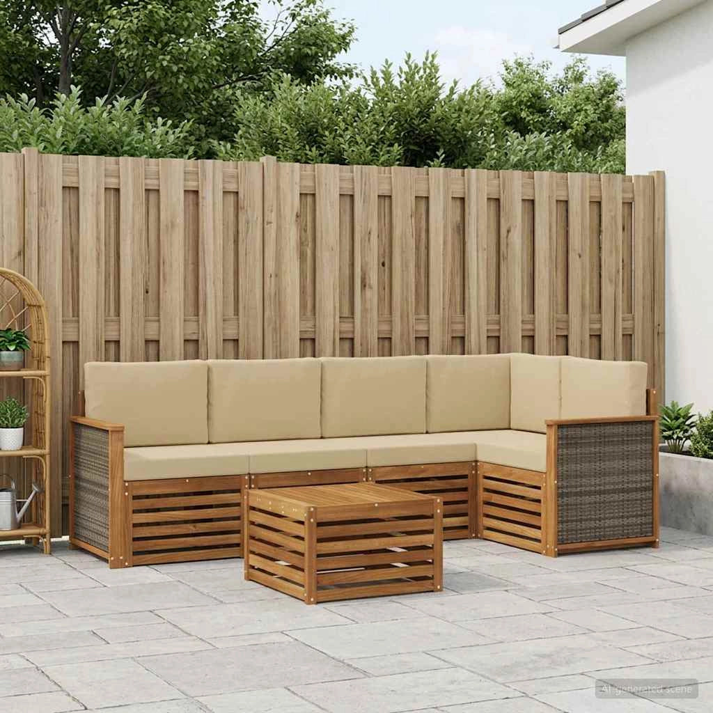 Set di divani da esterno 5 pz Naturale 3384379