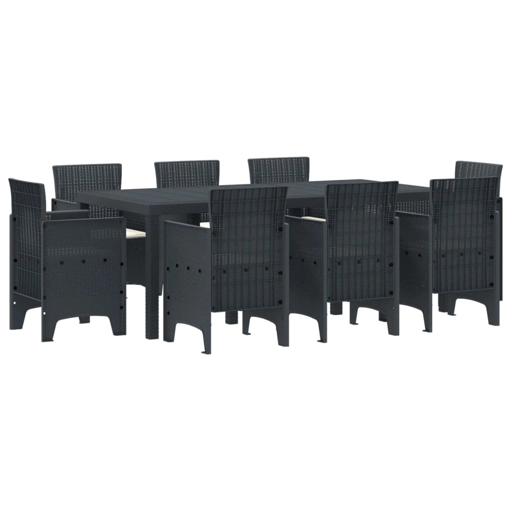 Set da Pranzo per Giardino 9 pcs Antracite Polipropilene