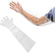 Confezione di 30 paia di guanti da veterinario trasparenti, acqua-resistenti, realizzati in PE, lunghezza 90 cm