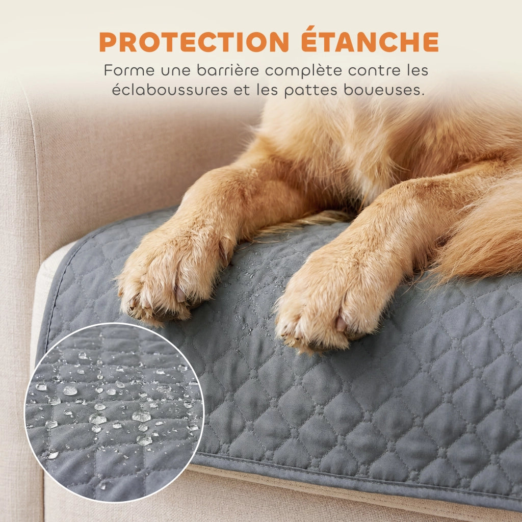 Copridivano 3 posti impermeabile ¨C Xylo ¨C tessuto grigio antimacchia con tasche