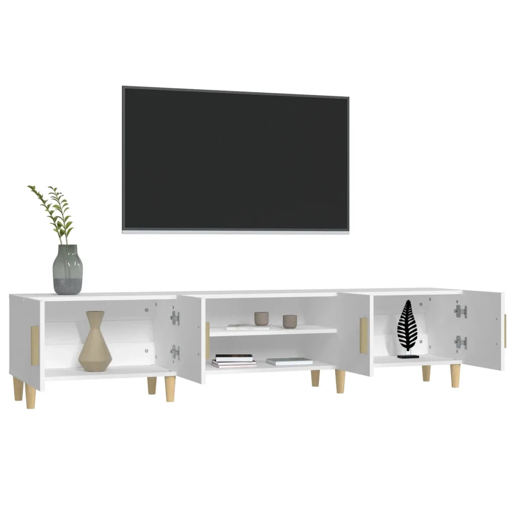 Mobile TV Bianco 180x31,5x40 cm in Legno Massello di Argilla 816256