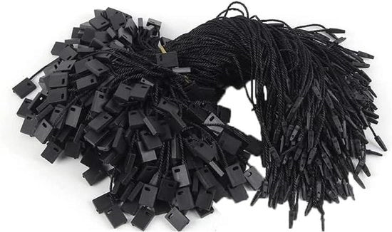 Etichetta di Confezione in Nylon 200 pezzi, Raffia da Indossare Nera, Prezzo con Pin di Blocco a Scatto per Abbigliamento (nero)