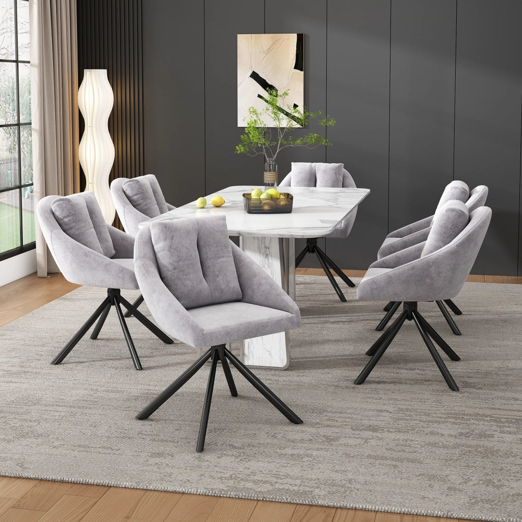 SEDIA Girevole 360° in Velluto Grigio Set da 2 pezzi