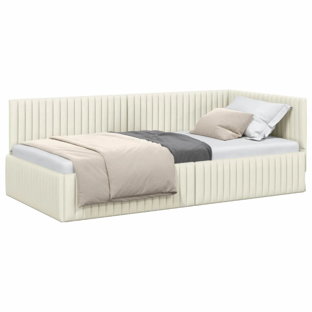 Cornice del letto ad angolo Crema 100 cm x 200 cm Velluto 42016283