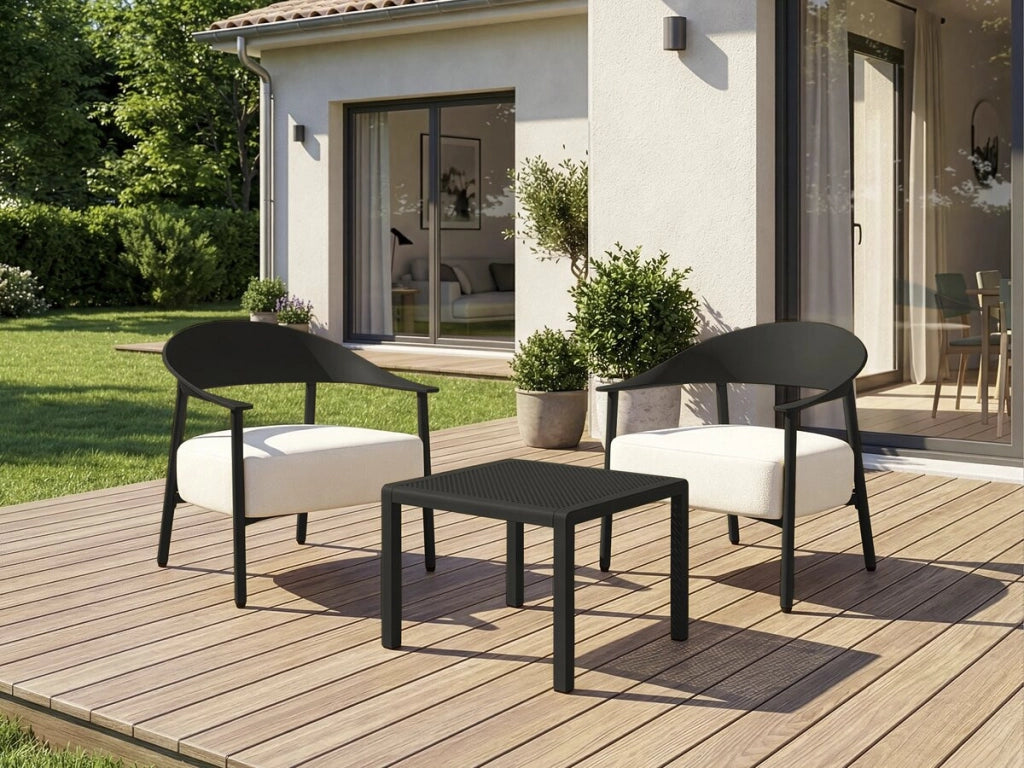 Set di 2 poltrone da giardino "Céora" in plastica e metallo - Nero