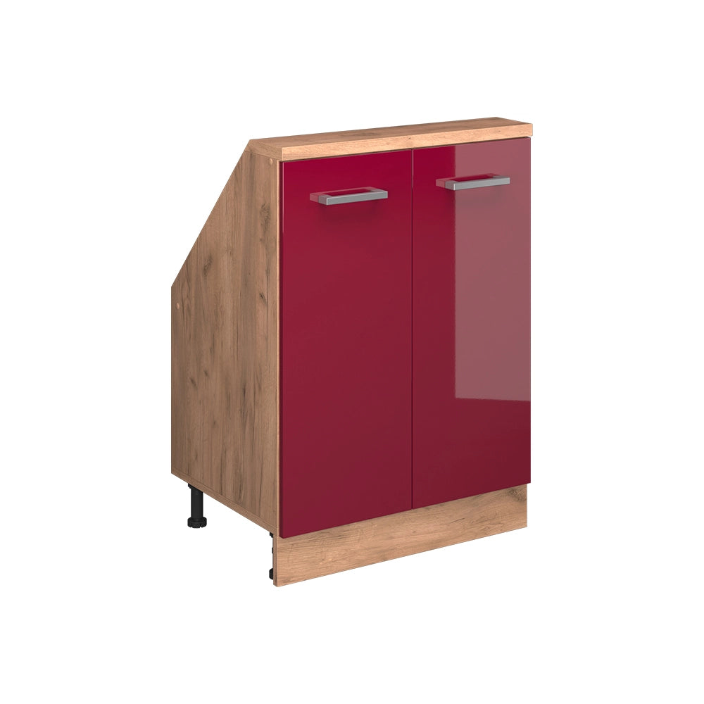 Mobile sottotetto Rion Rosso lucido/Rovere dorato con 2 porte Vicco