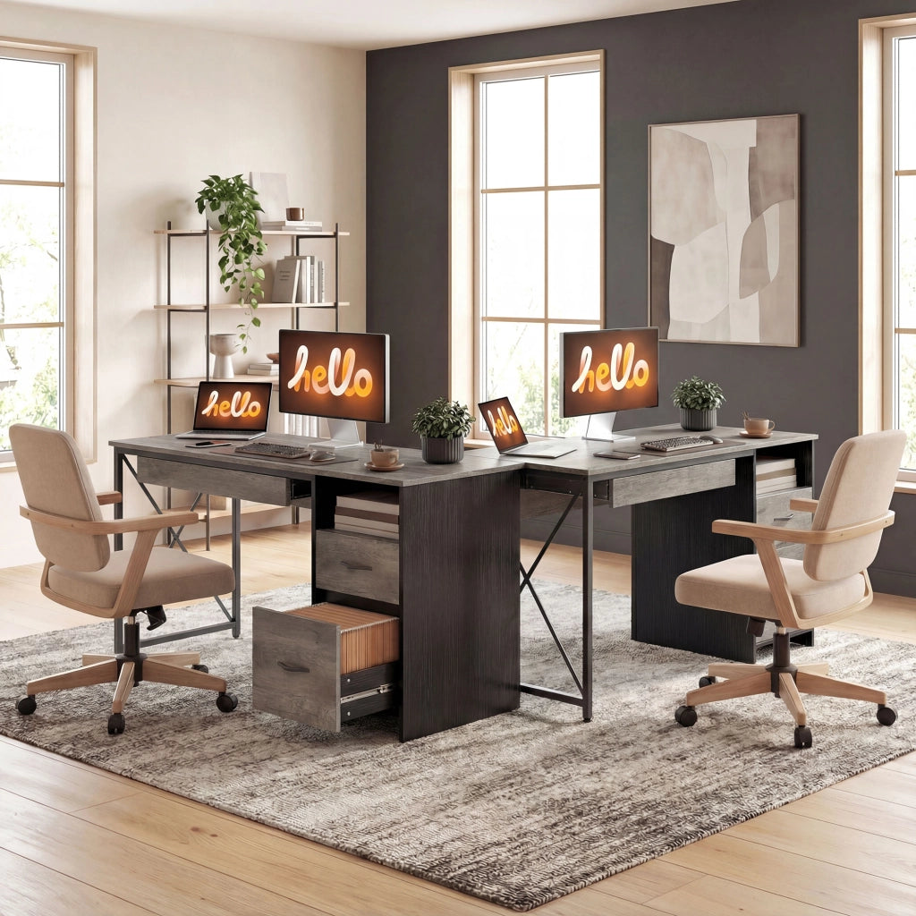Scrivania computer con cassetti e ripiano tastiera ¨C Xylo ¨C 120x50cm grigio