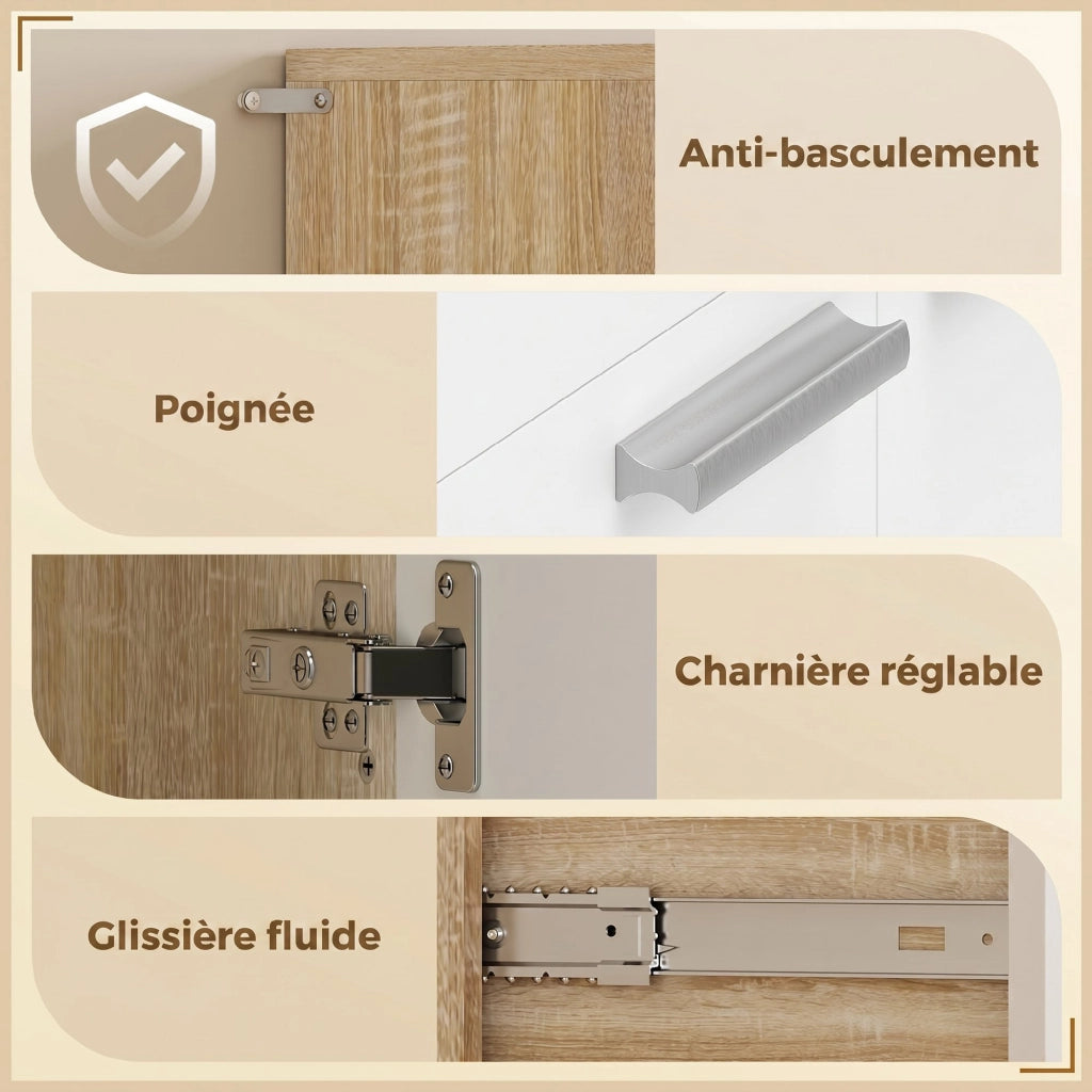 Credenza Alta Cucina ¨C Xylo ¨C 6 Ante Legno Bianco Naturale 120x40x175cm