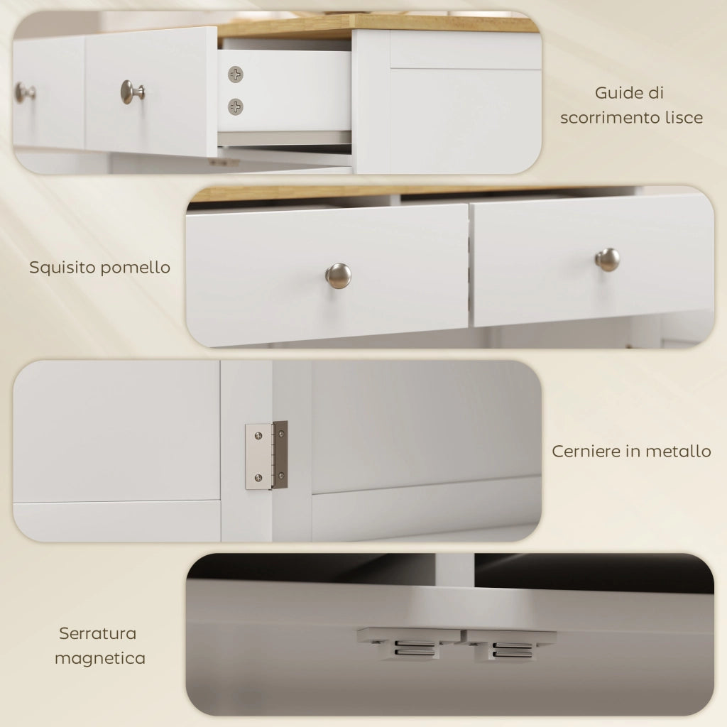 Credenza Bassa ¨C zephmum ¨C Bianco e Legno