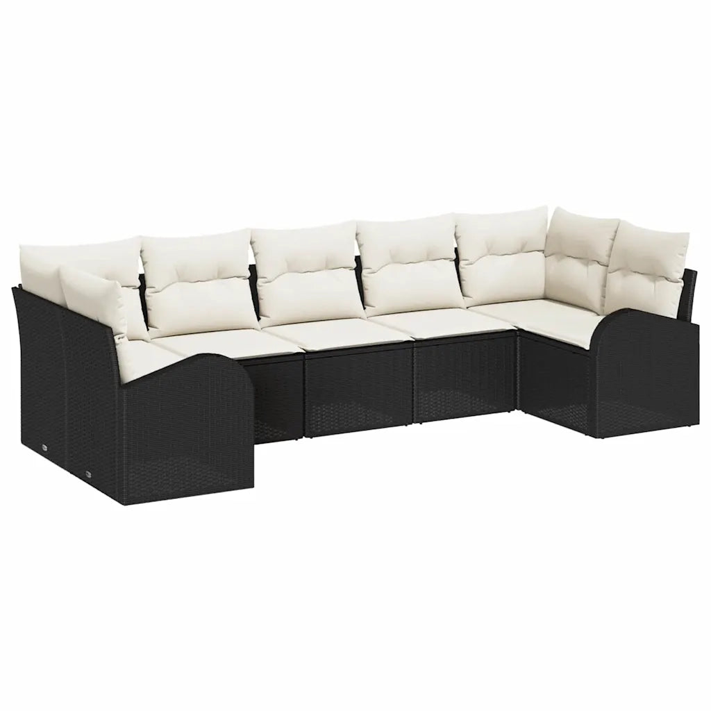 Set Divano da Giardino 7 pcs Nero Rattan in Polipropilene