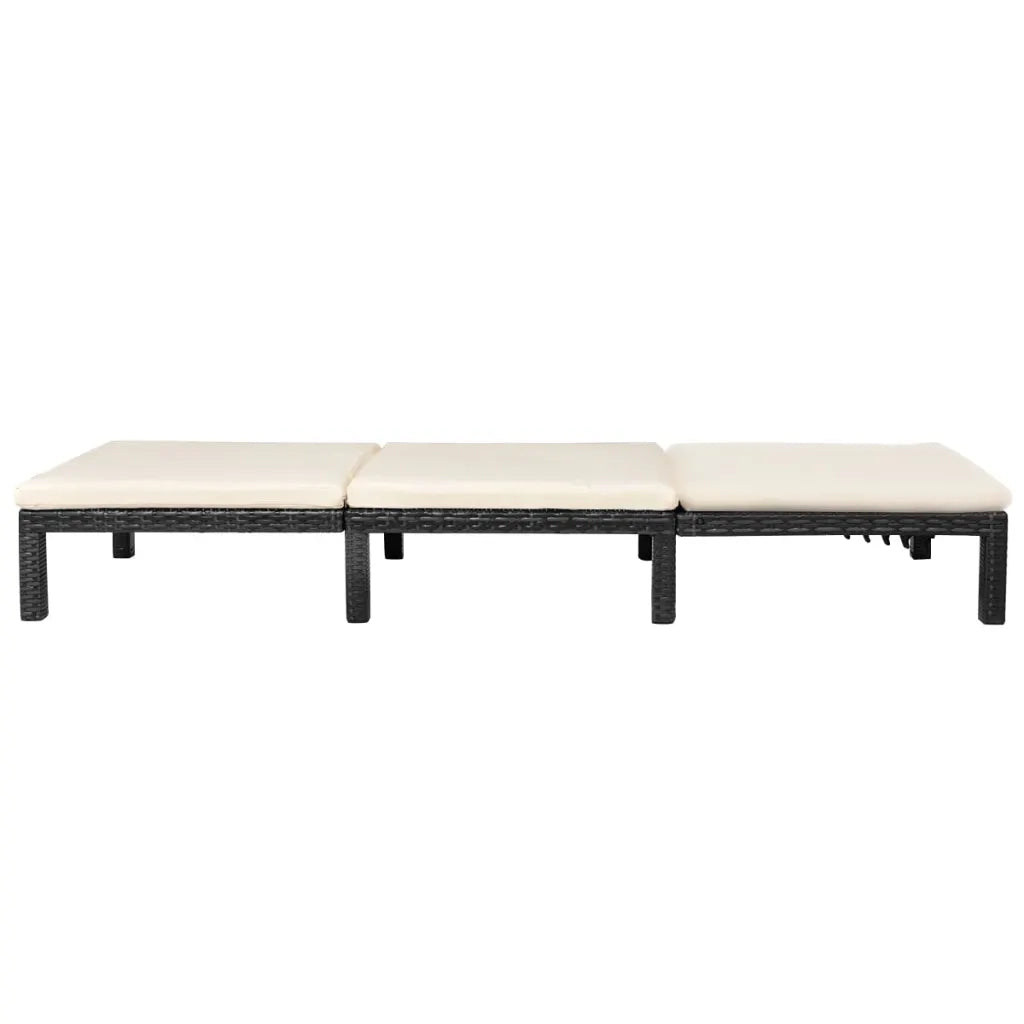 Lettino Prendisole con Cuscino in Polyrattan Nero 42846
