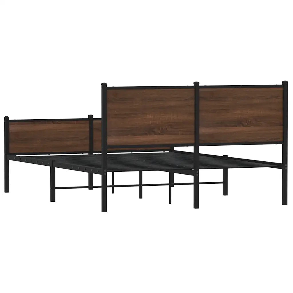 Letto matrimoniale | Letto per adulti | Giroletto senza Materasso in Metallo Rovere Marrone 140x190 cm