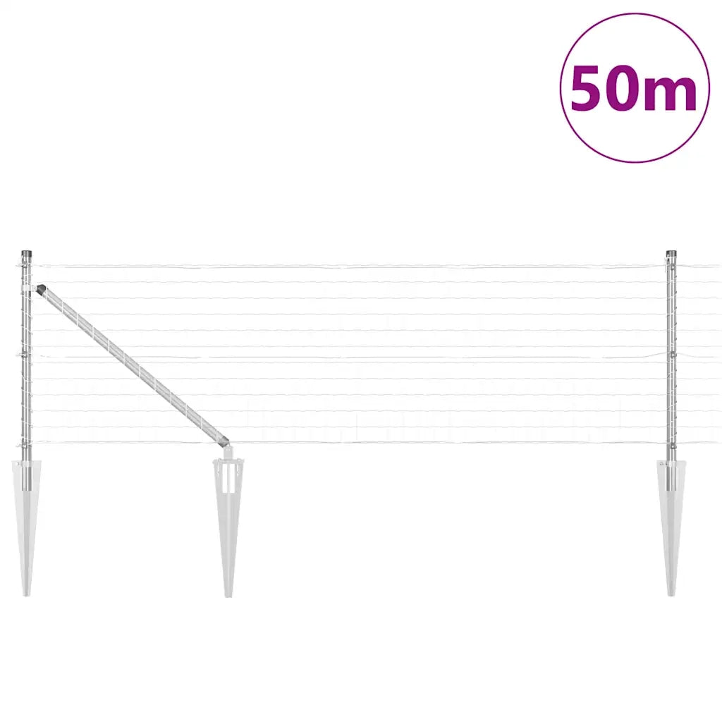 Recinzione da Giardino | Recinzione con Posto Argento 0,4 x 50 m Acciaio
