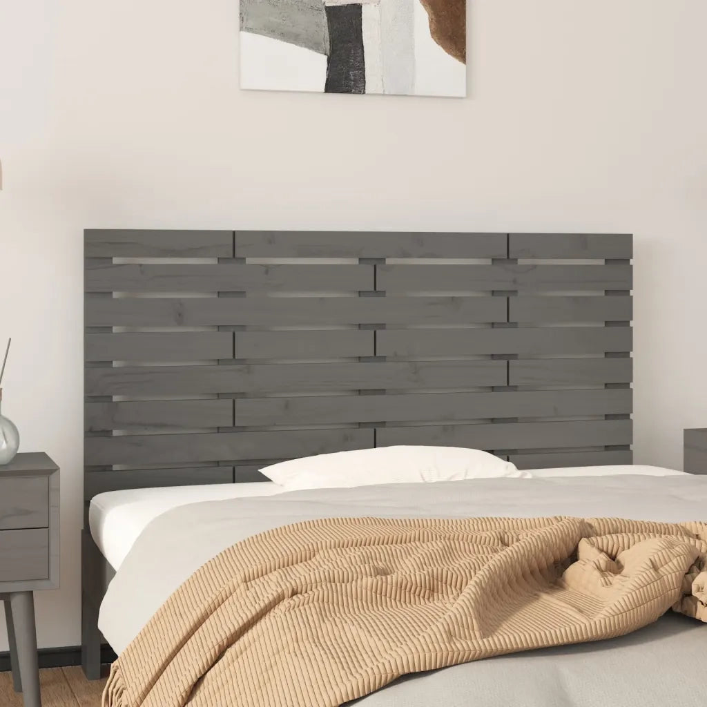 Testiera | Testata da Parete Grigia 126x3x63 cm in Legno Massello di Pino