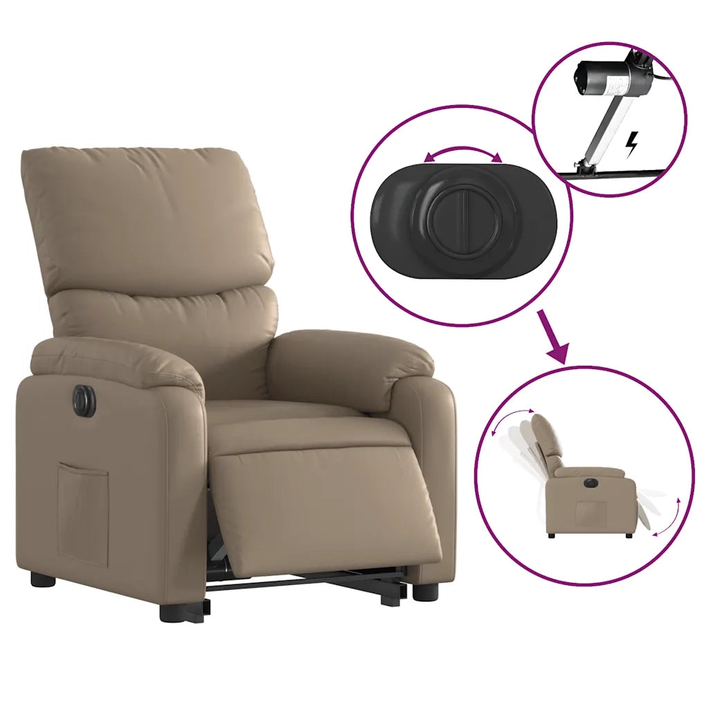 Poltrona Alzapersona Reclinante Elettrica Cappuccino Similpelle 3204906