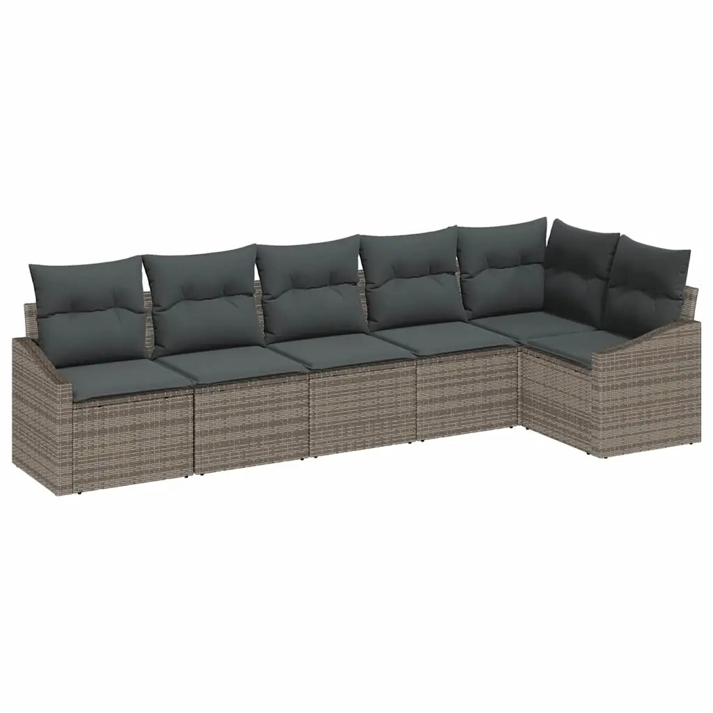 Set di divani con cuscino 6 pcs Grigio polyrattan 3346739