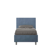 BS COM Letto singolo con rete imbottito 80x200 microfibra blu