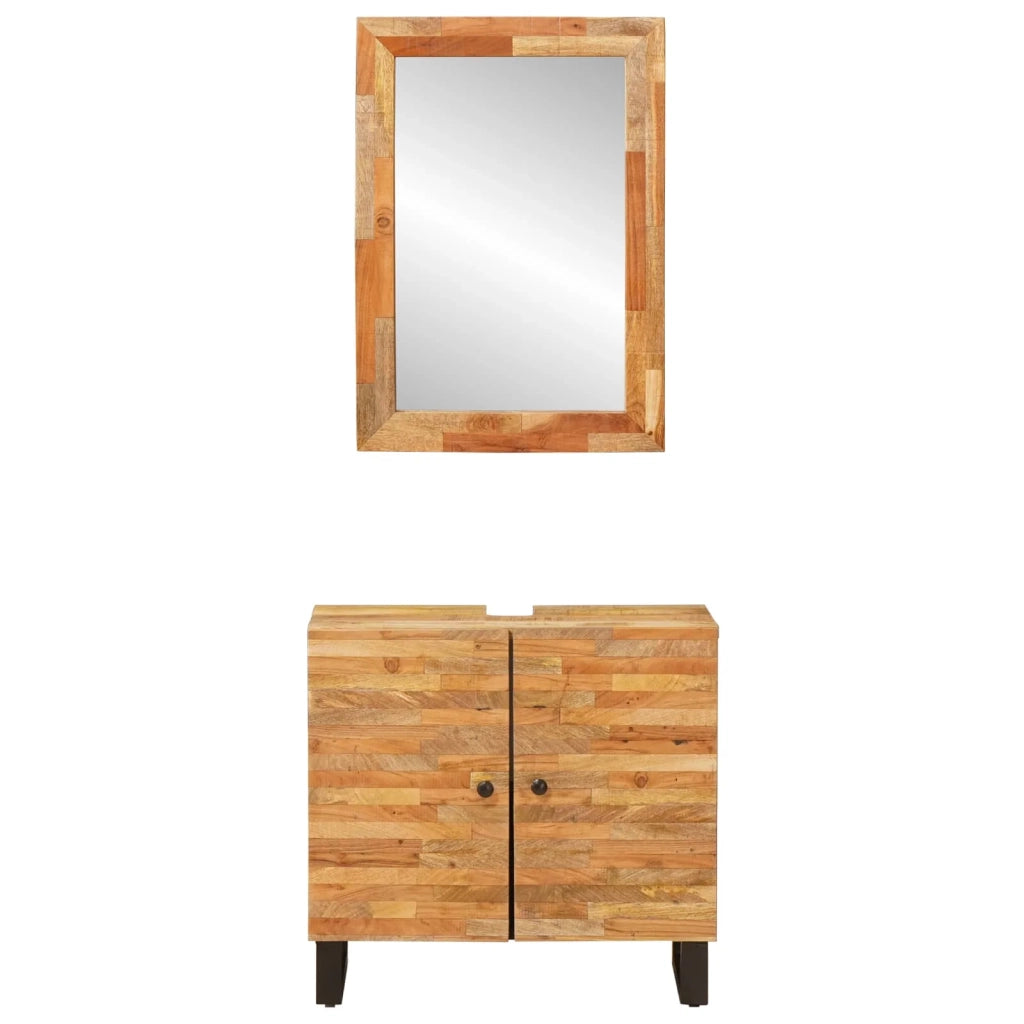 Set da Bagno con porta 2 pcs Naturale Legno di mango massello