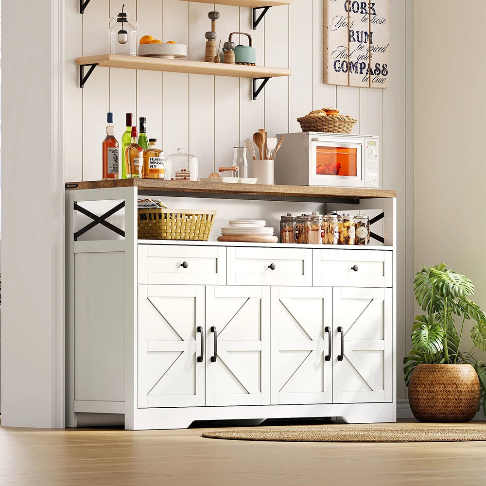 Buffet rustico - Xylo - 140cm 3cass porte bianco/marrone