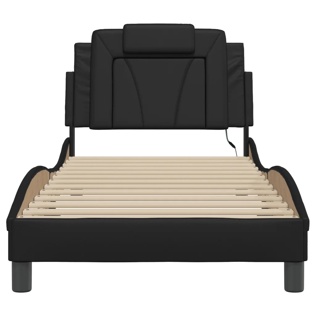 Letto singolo | Letto per adulti | Giroletto Viana con LED senza Materasso Nero 90x190 cm