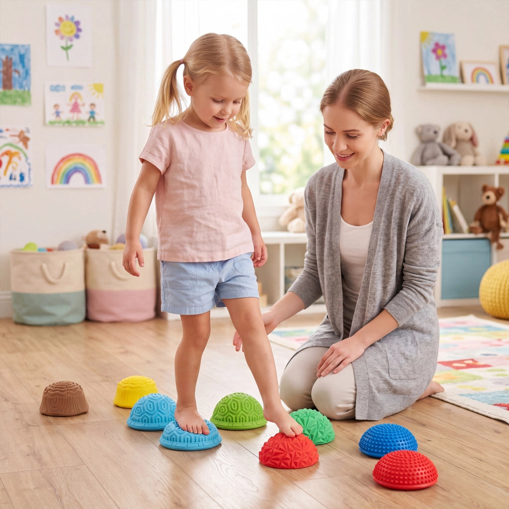 Pietre di equilibrio per bambini set di 8 pezzi con superficie superiore ruvida e fondo antiscivolo gioco montessori, Pietre gioco per interno ed esterno
