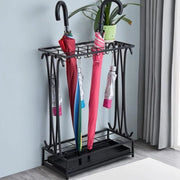 Paraplustandaart con 10 fori - Sostegno per ombrellone - Rimovibile - Piatto per gocce - Nero - Per uso domestico/ufficio - Sostegno per ombrello