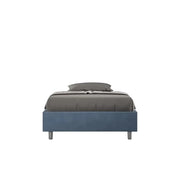 Letto una piazza e mezza con rete imbottito 120x200 microfibra blu Azelia