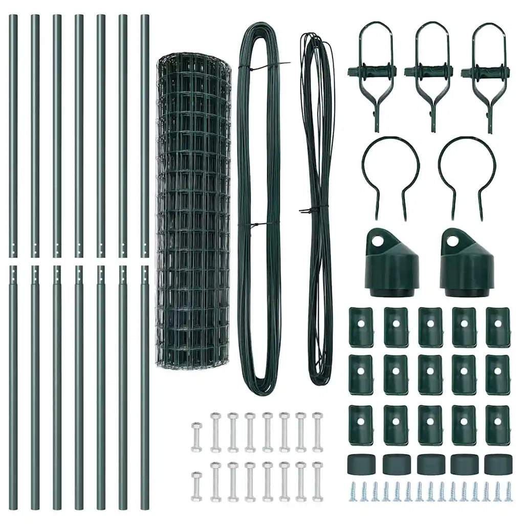 Recinzione da Giardino | Recinzione con Posto Verde 1 x 10 m Acciaio e PVC