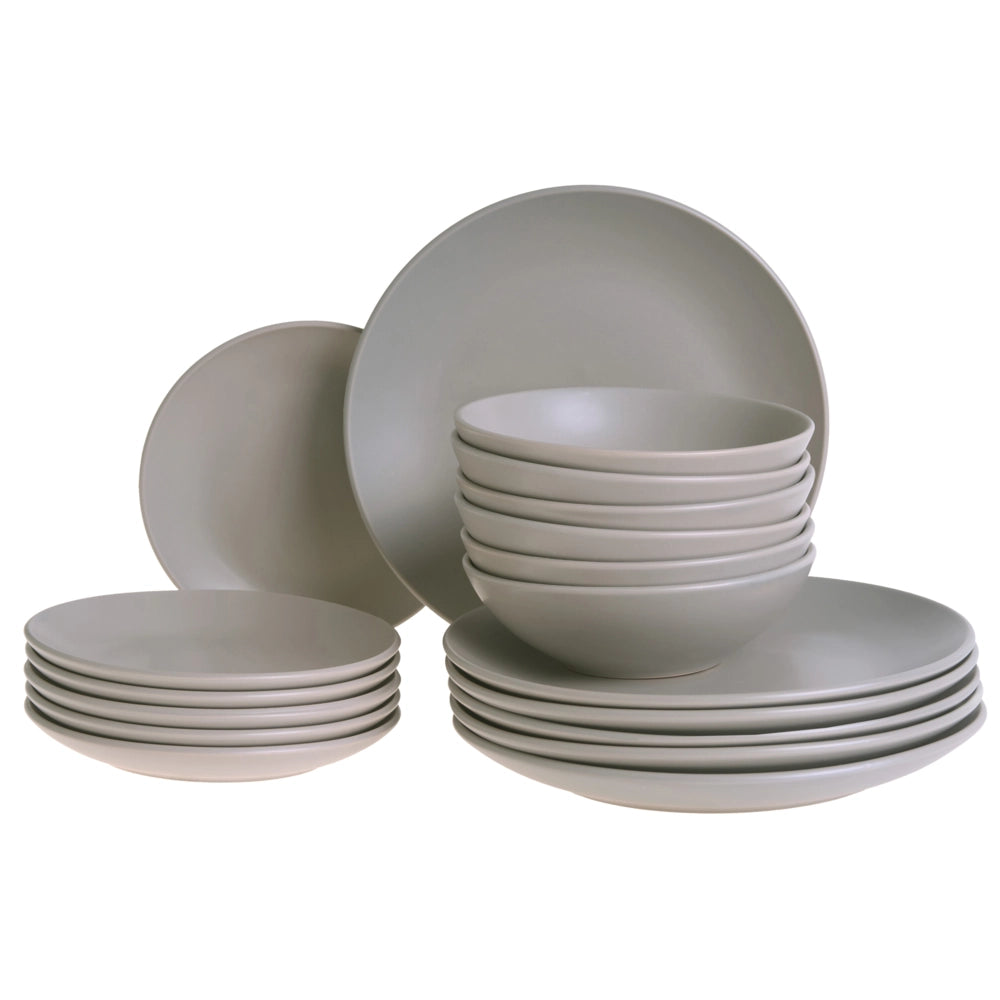 Set di 18 piatti in gres grigio con finitura smaltata a mano per 6 persone cucina e sala da pranzo