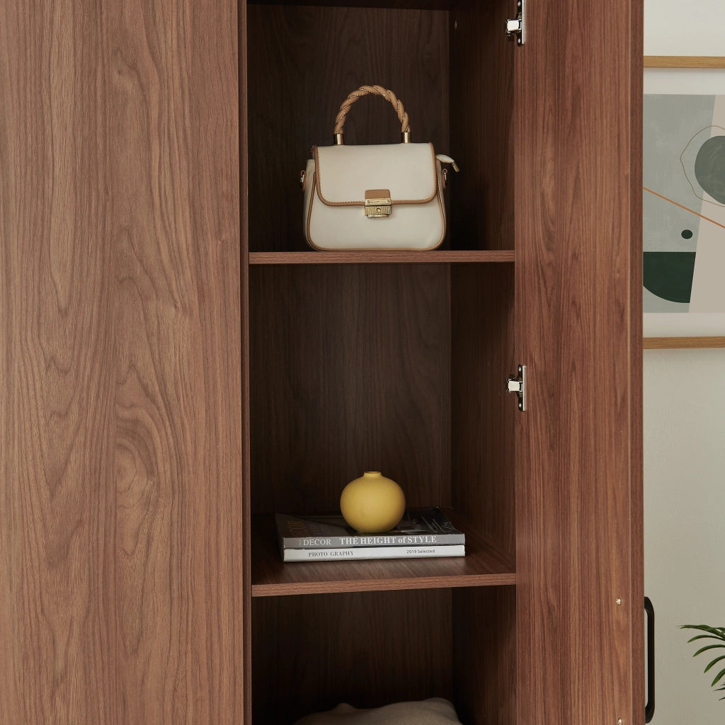 Armadio Guardaroba Norg con 3 Ante e 4 Scomparti 191x120x52 cm - Effetto Noce [en.casa]