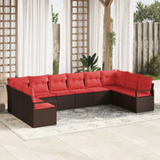 Set di divani con cuscino 10 pcs Marrone polyrattan 3346564