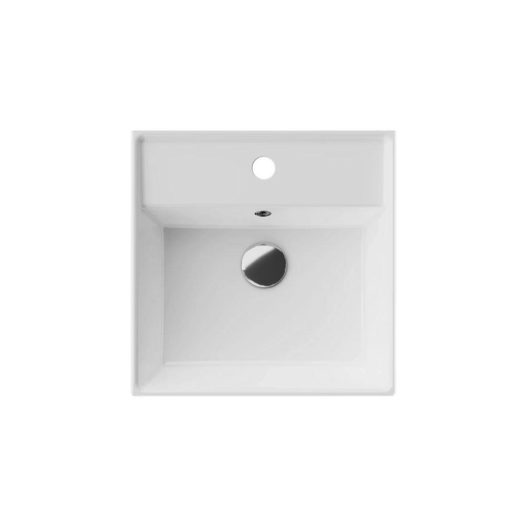 Lavabo da appoggio quadrato con troppopieno 40x40x14,5 cm Bianco