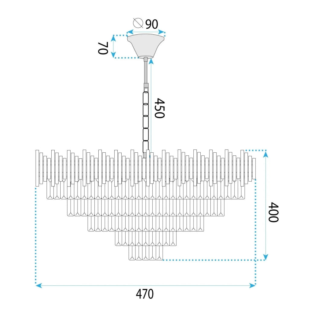 Lampada Cristal G063-cp 50cm Black