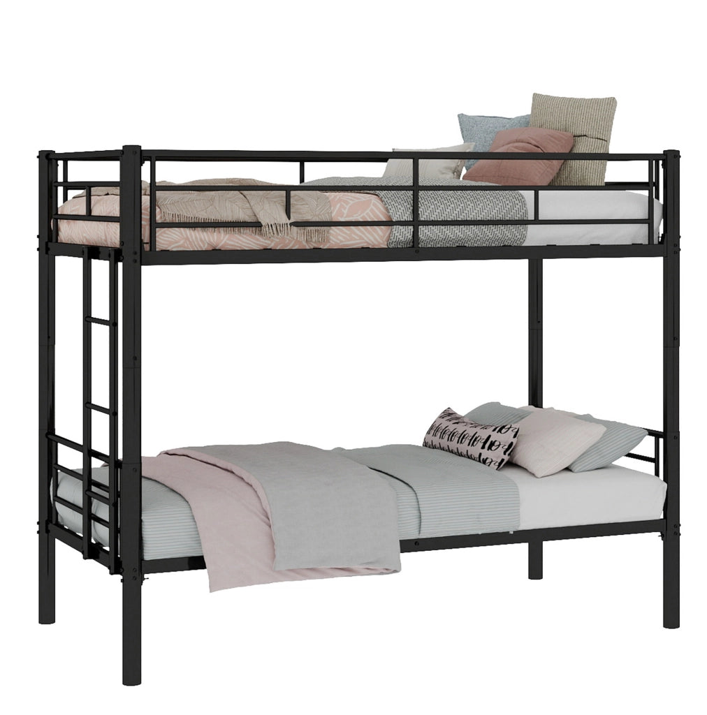 Letto a castello in metallo nero trasformabile in due letti singoli