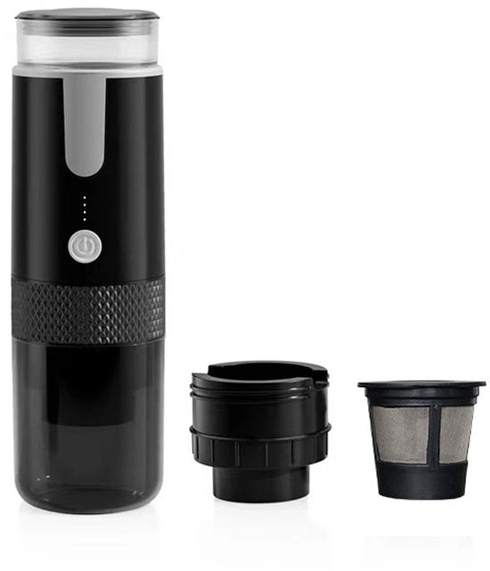 Macchina da caffè portatile, mini-cafètiera ricaricabile con connessione per capsule, adatta per campeggi, viaggi, attività all'aperto e camper. Incluso capsule e miscela di caffè.
