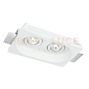 FARETTO DA INCASSO IN GESSO VERNICIABILE MORGANA ORIENTABILE BIANCO QUADRATO 2 LUCI ATTACCO GU10 25,5X15,5X5,5CM