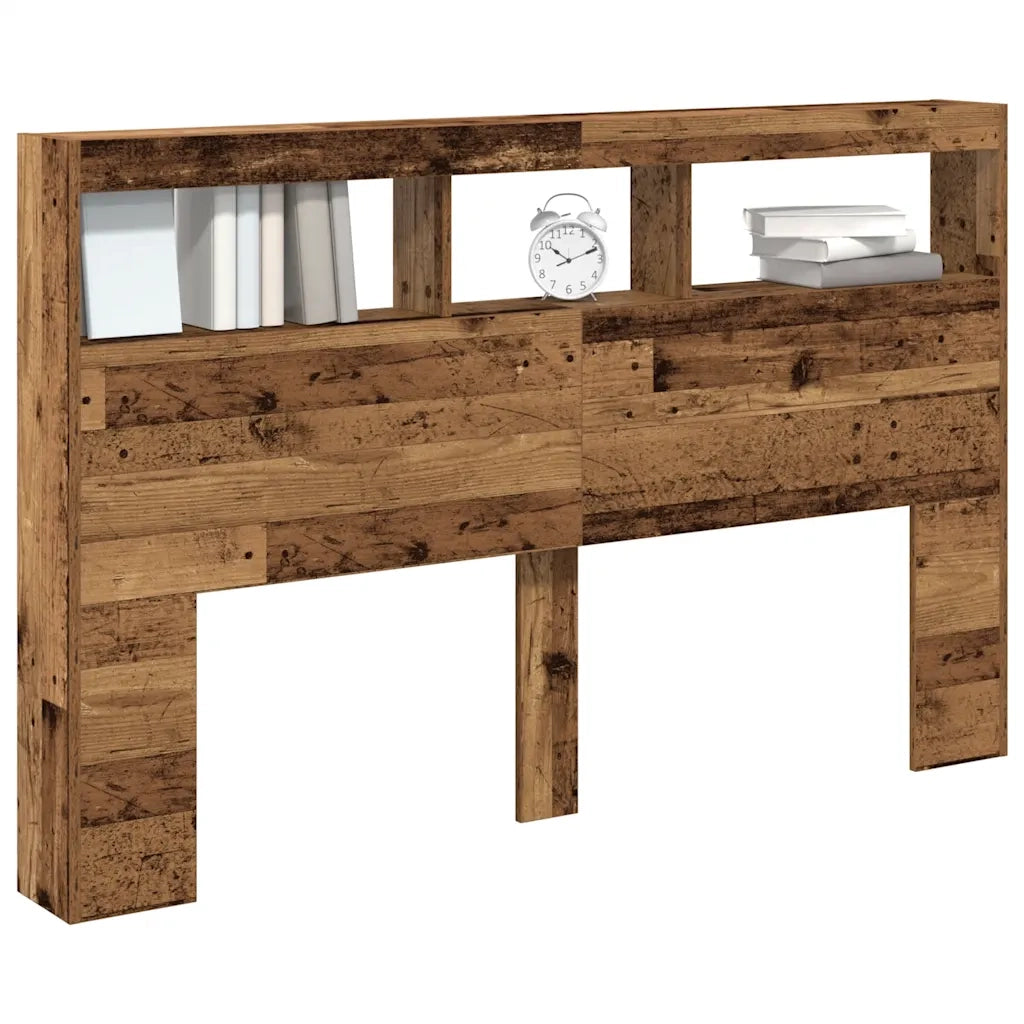 Testiera | Testata con Contenitore a LED Legno Antico 160x17x102 cm