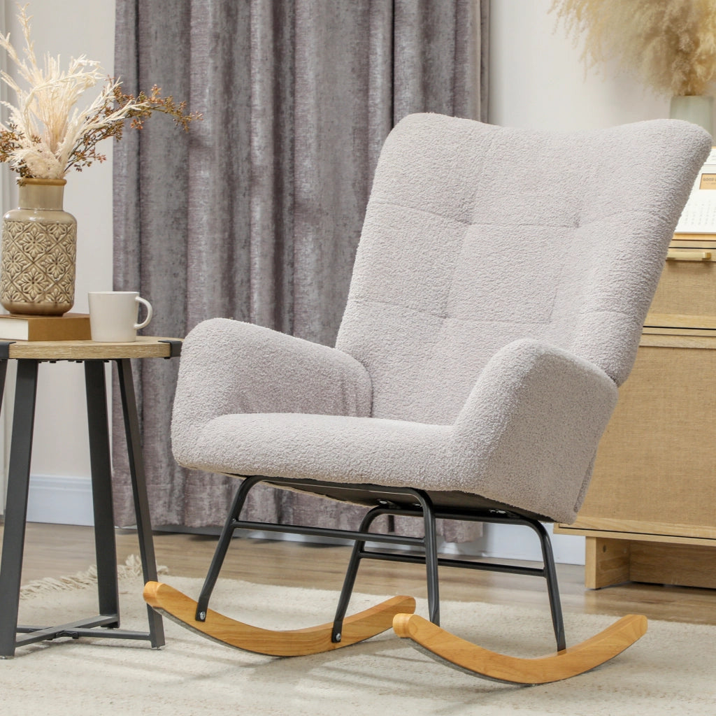 Poltrona Dondolo Imbottita ¨C Minimal ¨C Grigio Chiaro