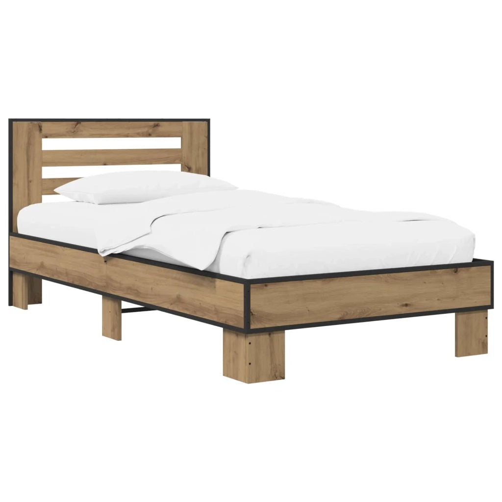 Letto singolo | Letto per adulti | Struttura letto con testata Rovere Artigianale 80 x 200 cm