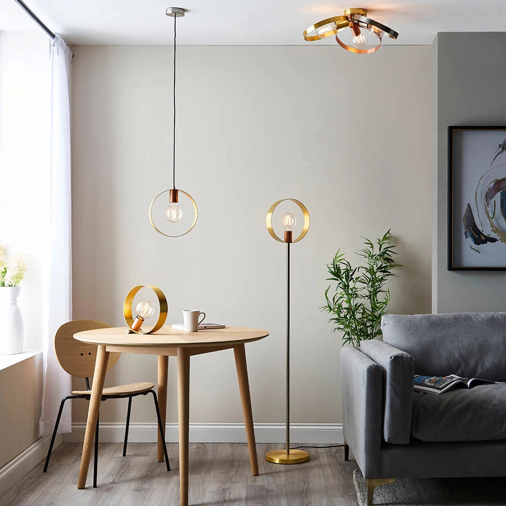 Lampada a sospensione HOOP anello ottone E27 Endon