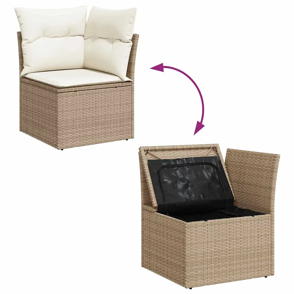 Set Divano da Giardino con cuscino 13 pcs Beige Poly Rattan 3364651