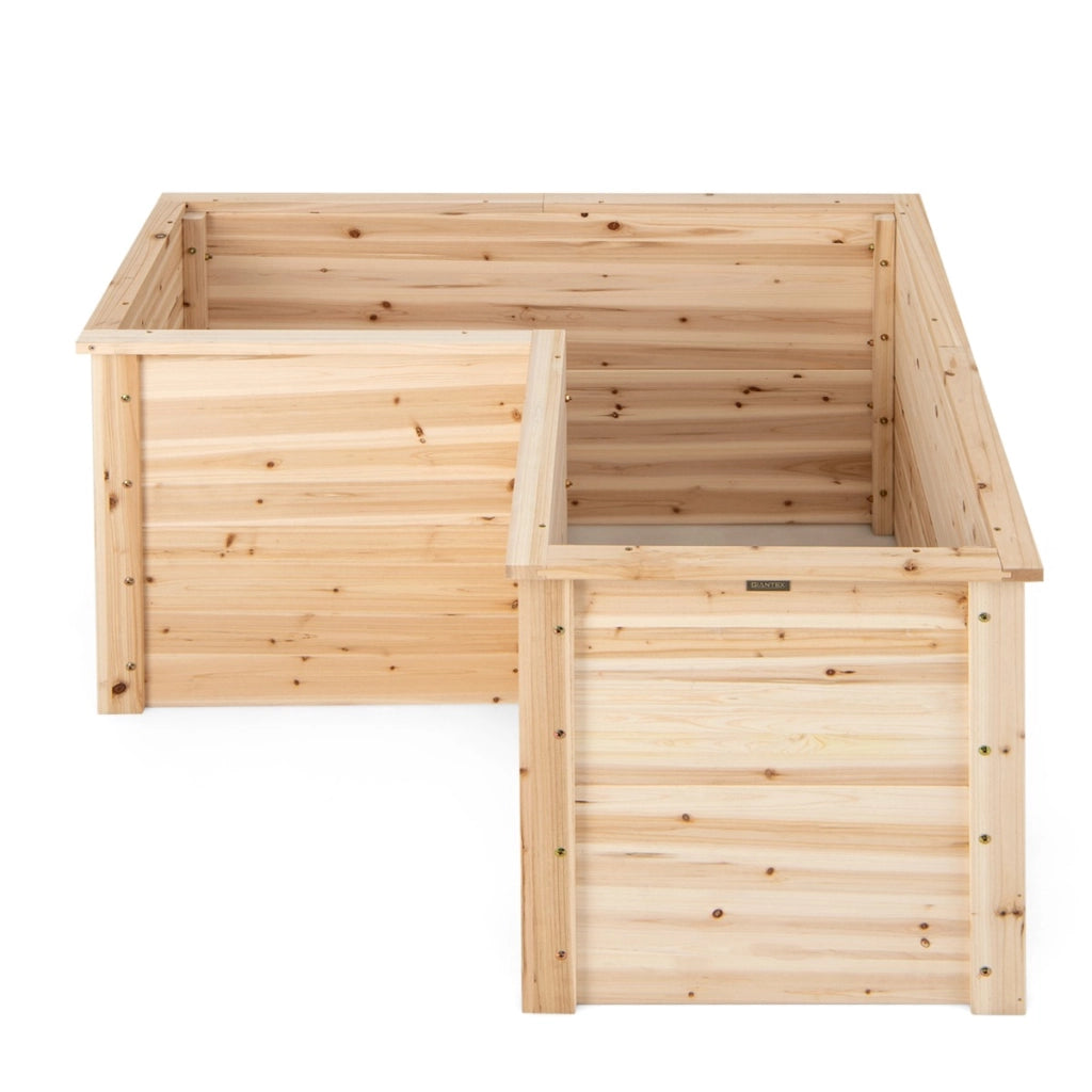 Letto rialzato in legno da giardino con base aperta, Vaso rialzato a forma di L da giardino 120x120x63cm  Naturale