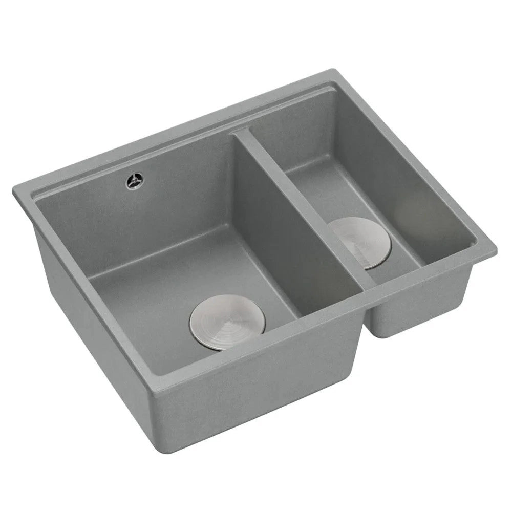 Lavello In Granito Logan 150 Grey Metallic Tappo acciaio