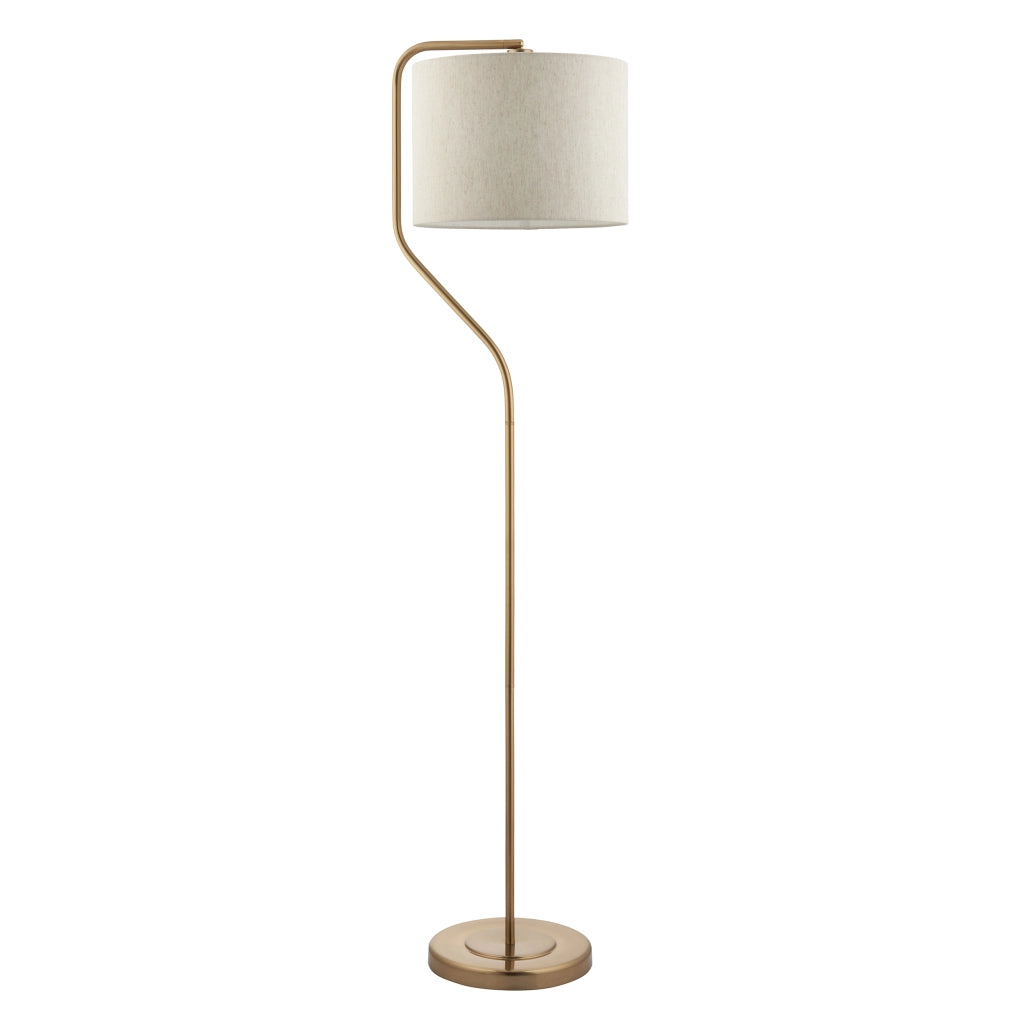 Lampada da terra ottone con paralume lino E27 Endon