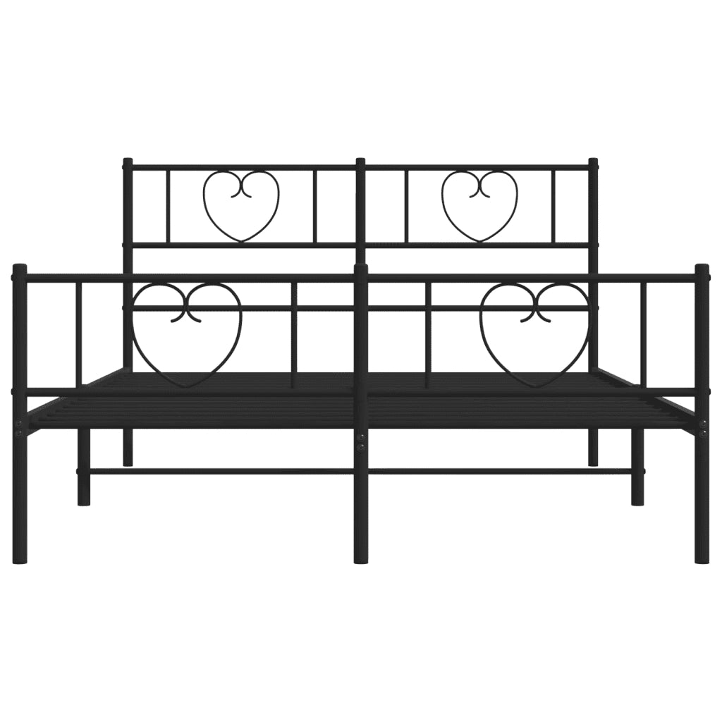 Letto matrimoniale | Letto per adulti | Giroletto senza Materaso con Pediera in Metallo Nero 160x200 cm