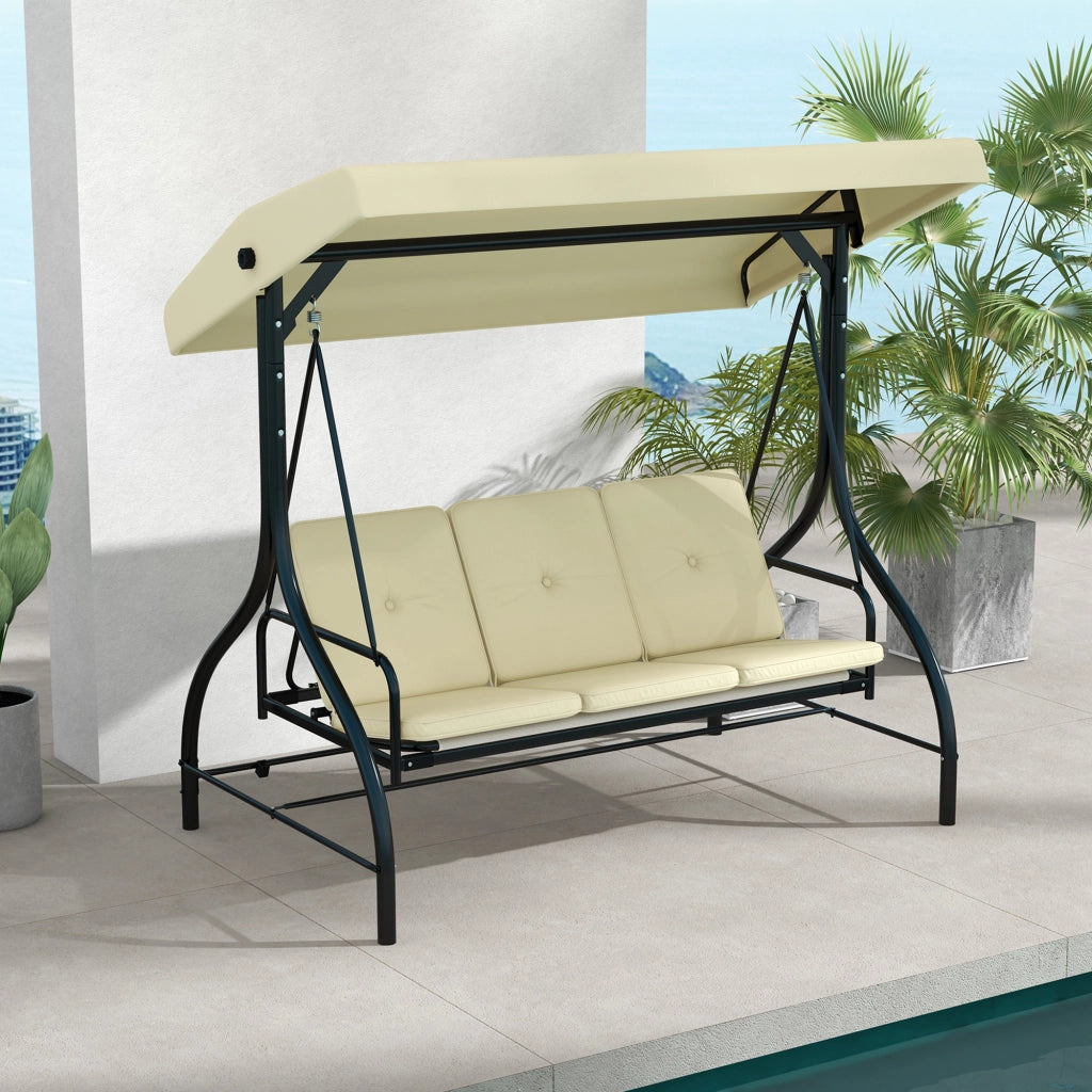 Dondolo da giardino con tetto parasole ¨C Xylo ¨C 3 posti, struttura in metallo