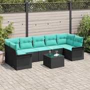 Set Divano da Giardino 8 pcs Nero Poly Rattan 3345286