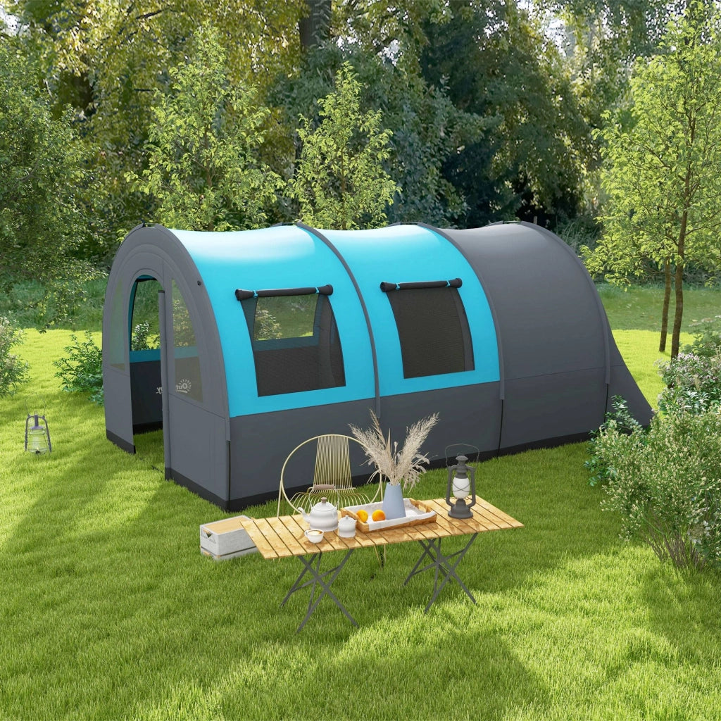Tenda da Campeggio 3 Posti ¨C Minimal ¨C Grigio e Blu, 480x260x200 cm